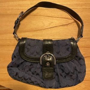 Blue Coach Signature Leather Buckle Handbag Purse